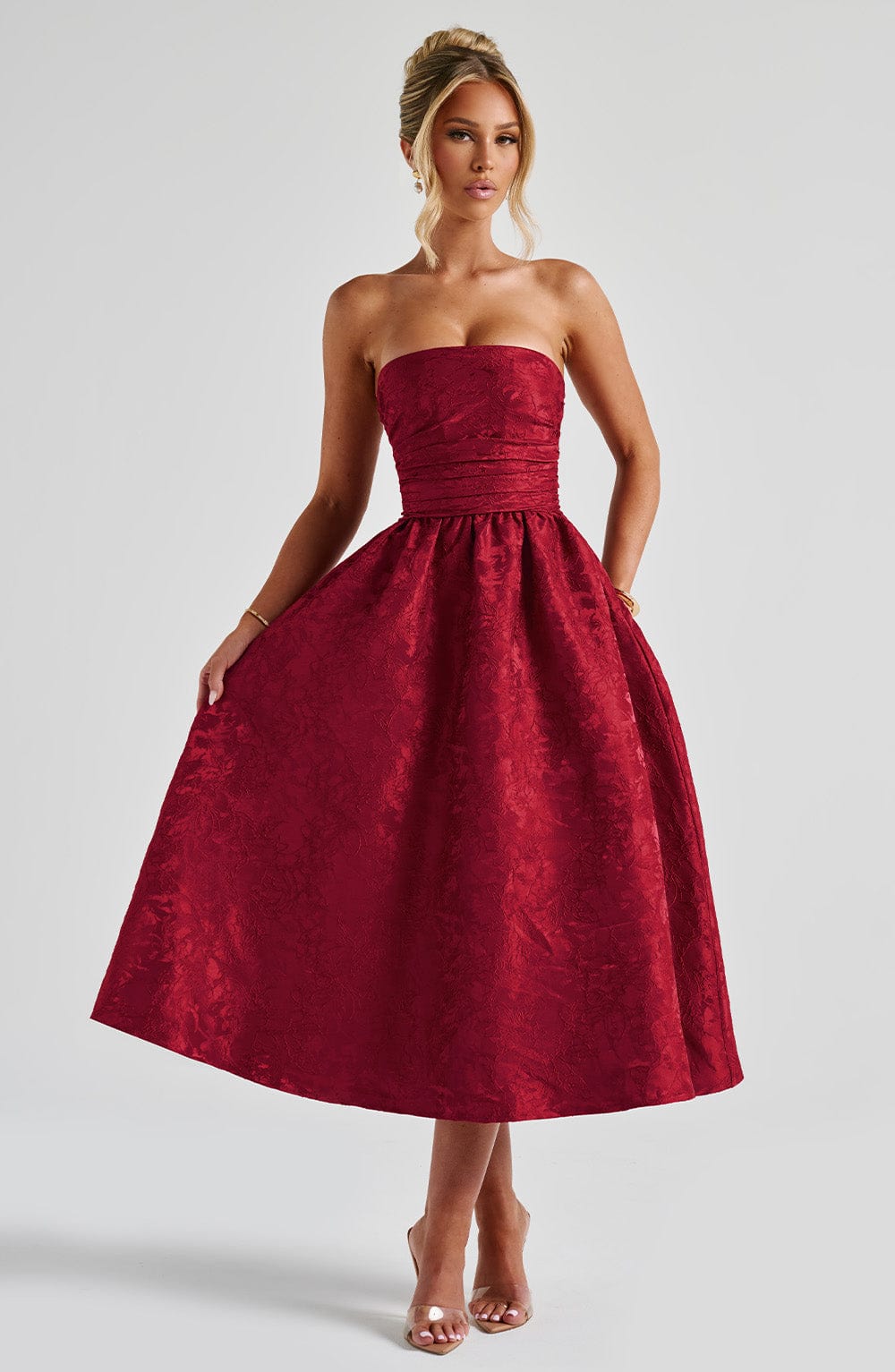Flourenne Sorcha Midi Dress in Red