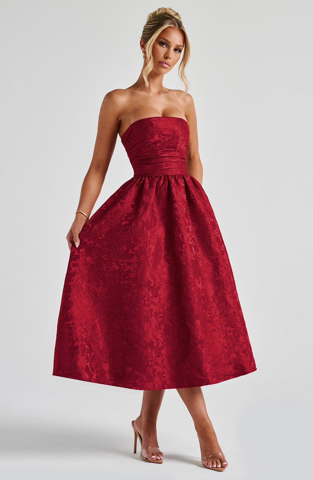 Flourenne Sorcha Midi Dress in Red