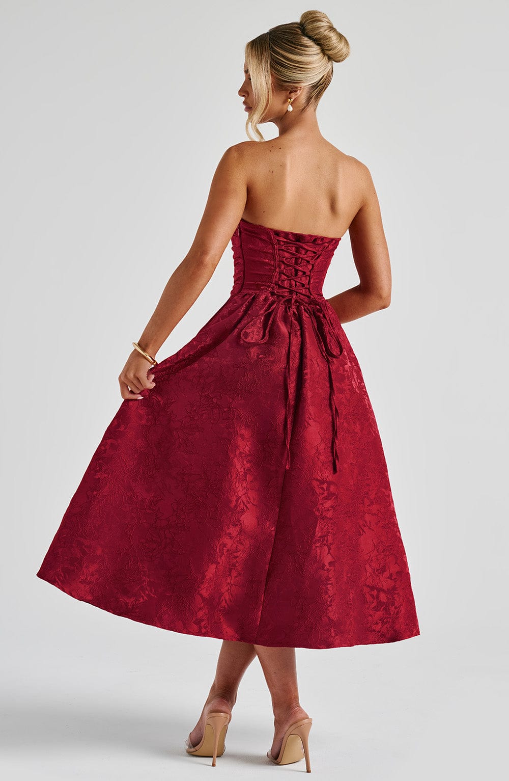 Flourenne Sorcha Midi Dress in Red