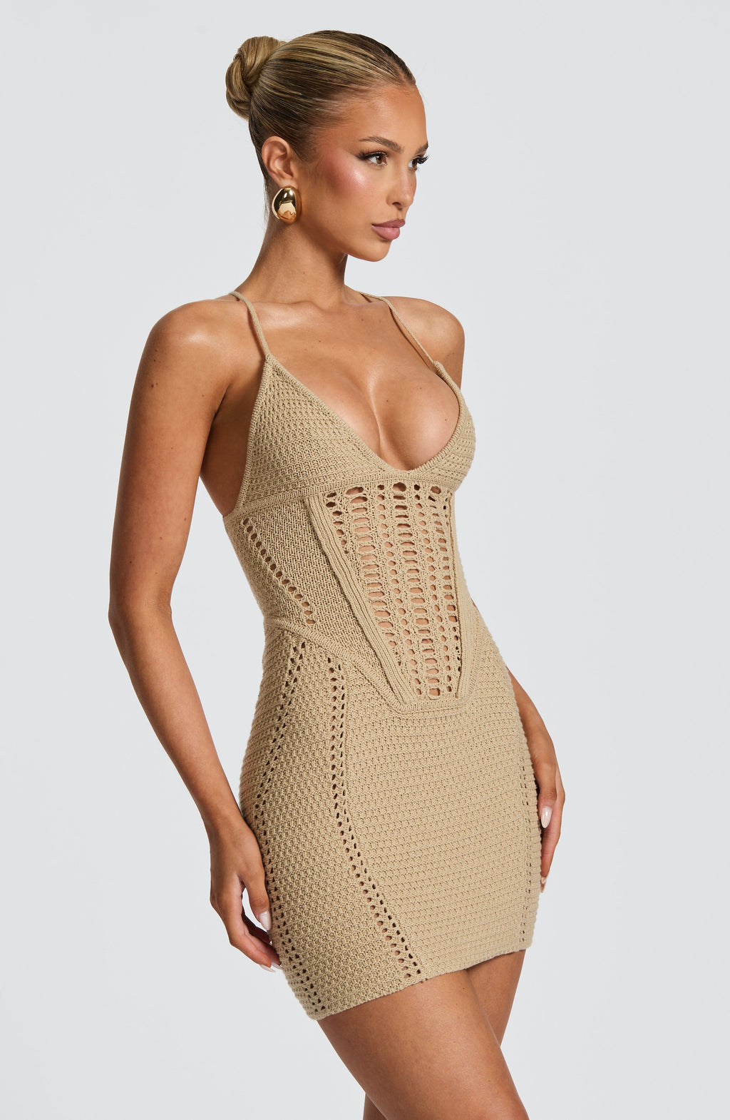 Flourenne Xandra Mini Dress in Beige