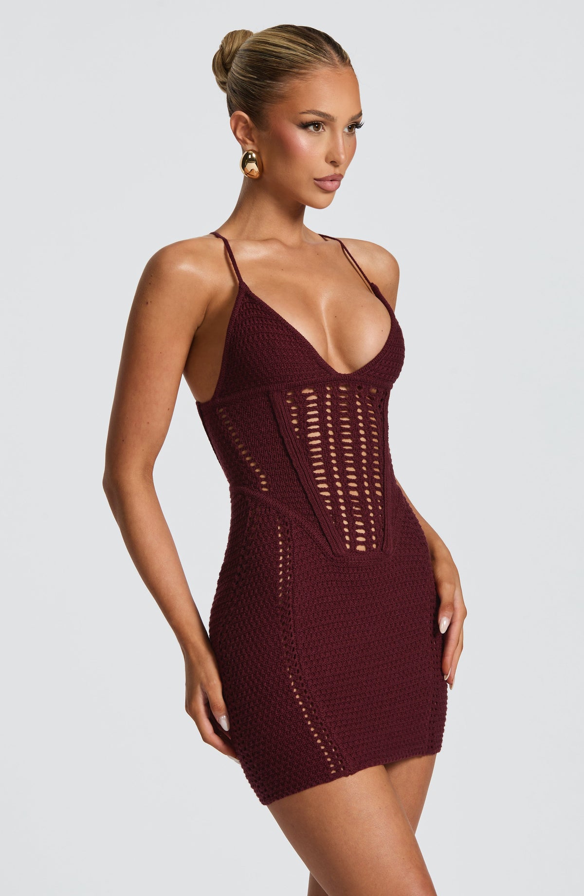 Flourenne Xandra Mini Dress in Cherry Lacquer
