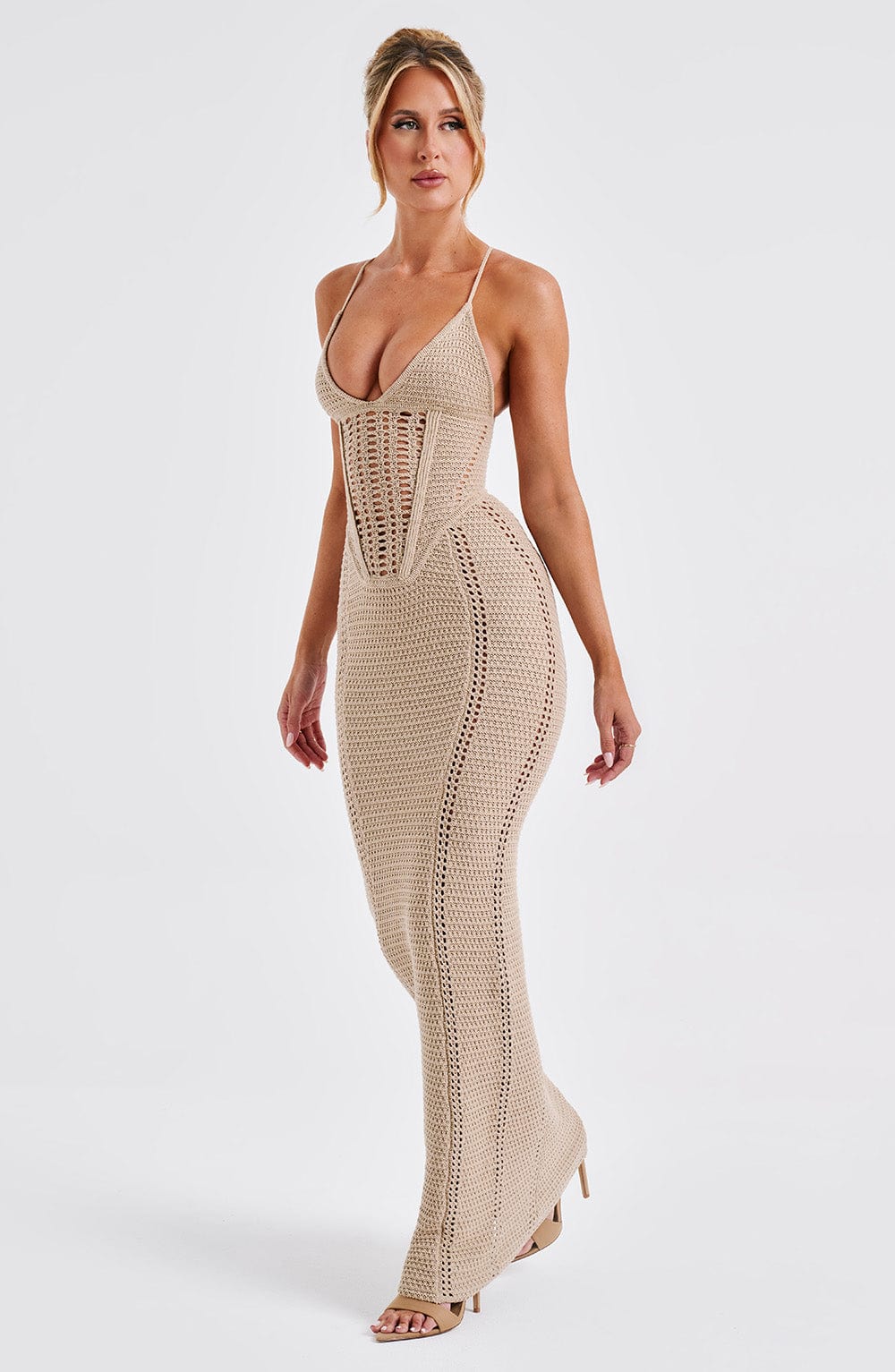 Flourenne Xanthia Maxi Dress in Beige