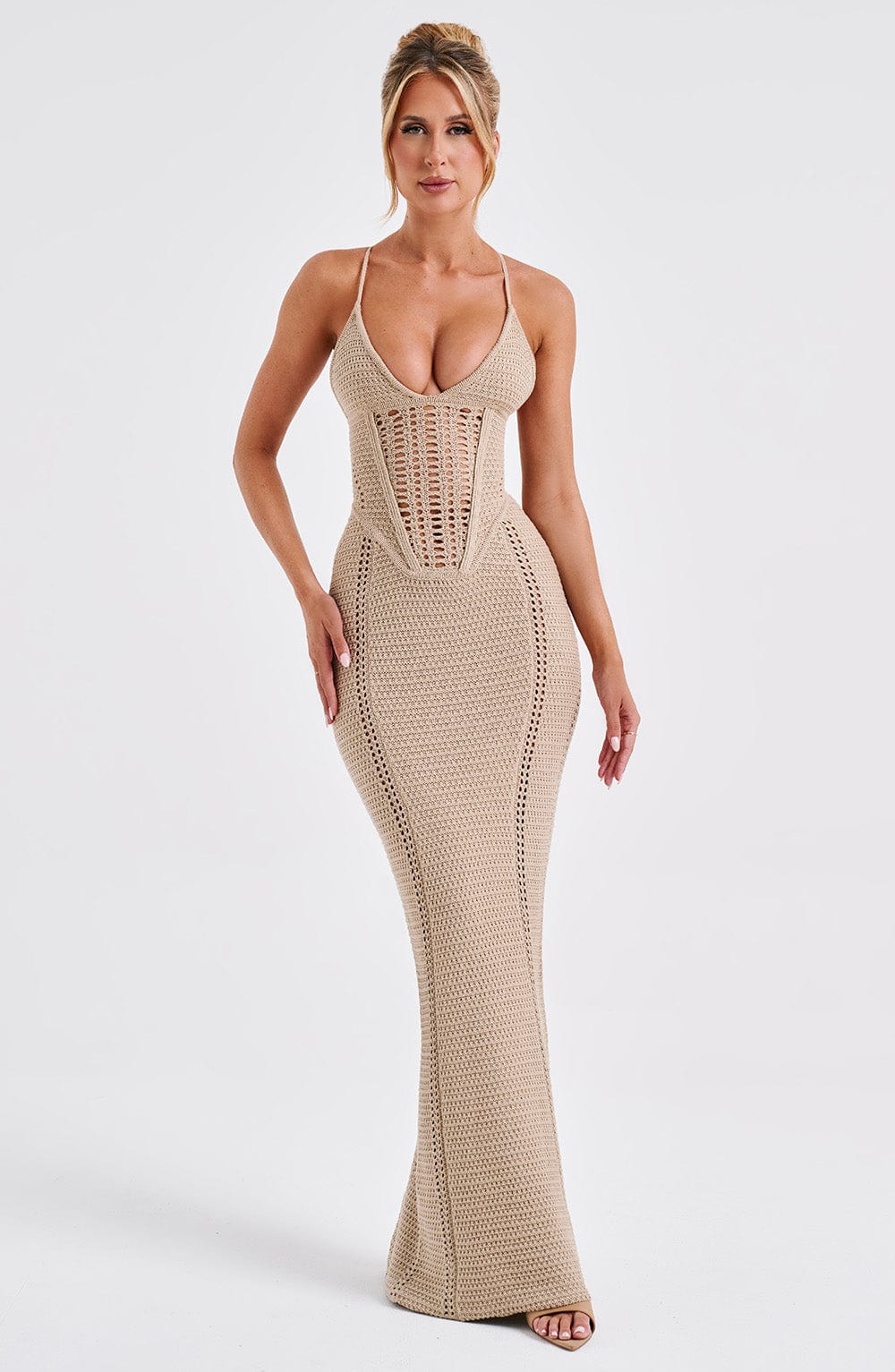 Flourenne Xanthia Maxi Dress in Beige