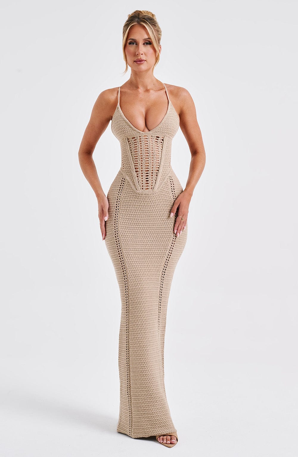 Flourenne Xanthia Maxi Dress in Beige