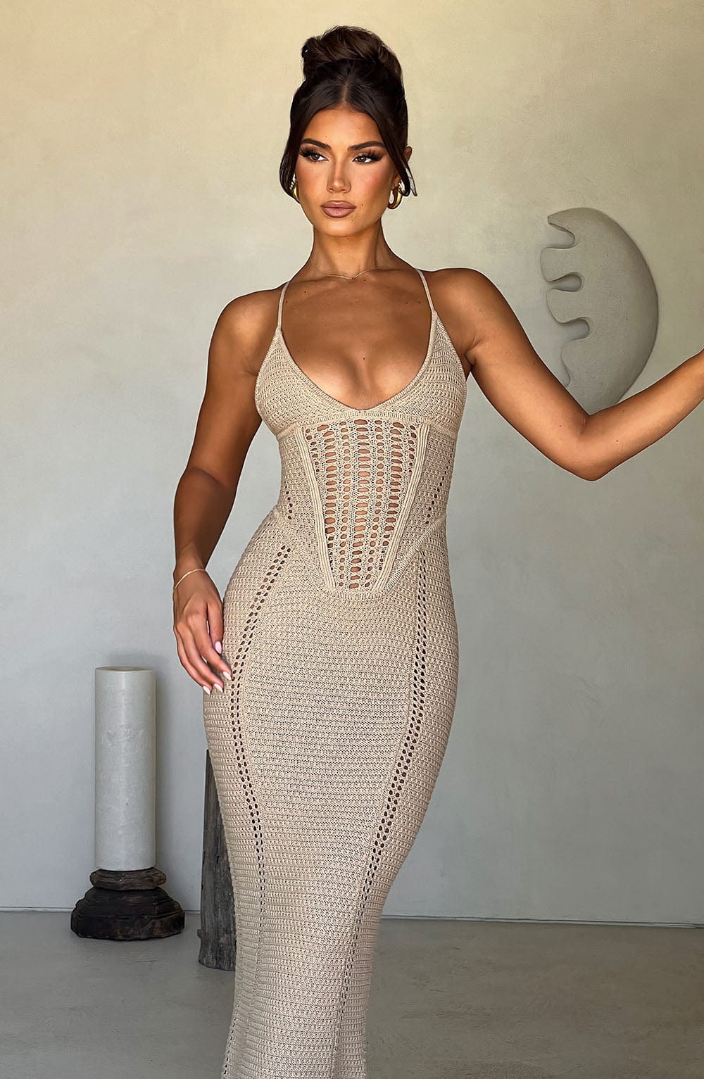 Flourenne Xanthia Maxi Dress in Beige