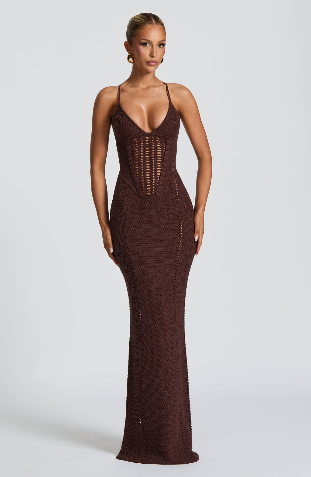 Flourenne Xanthia Maxi Dress in Plum Brown