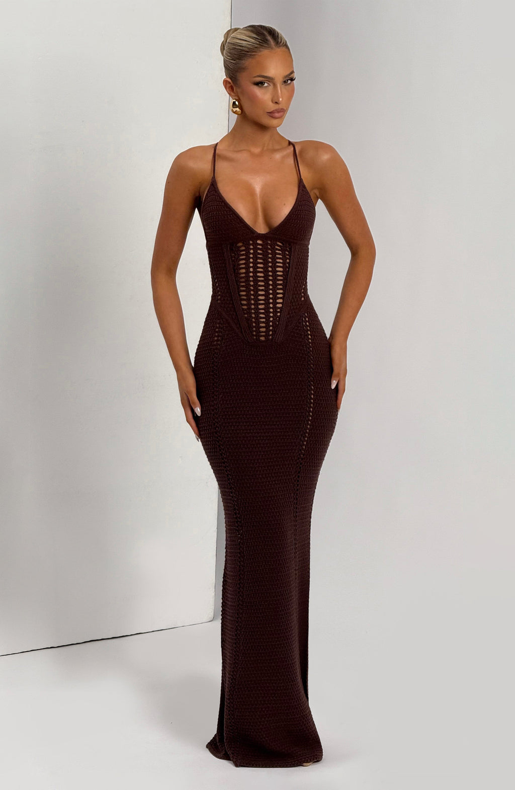 Flourenne Xanthia Maxi Dress in Plum Brown