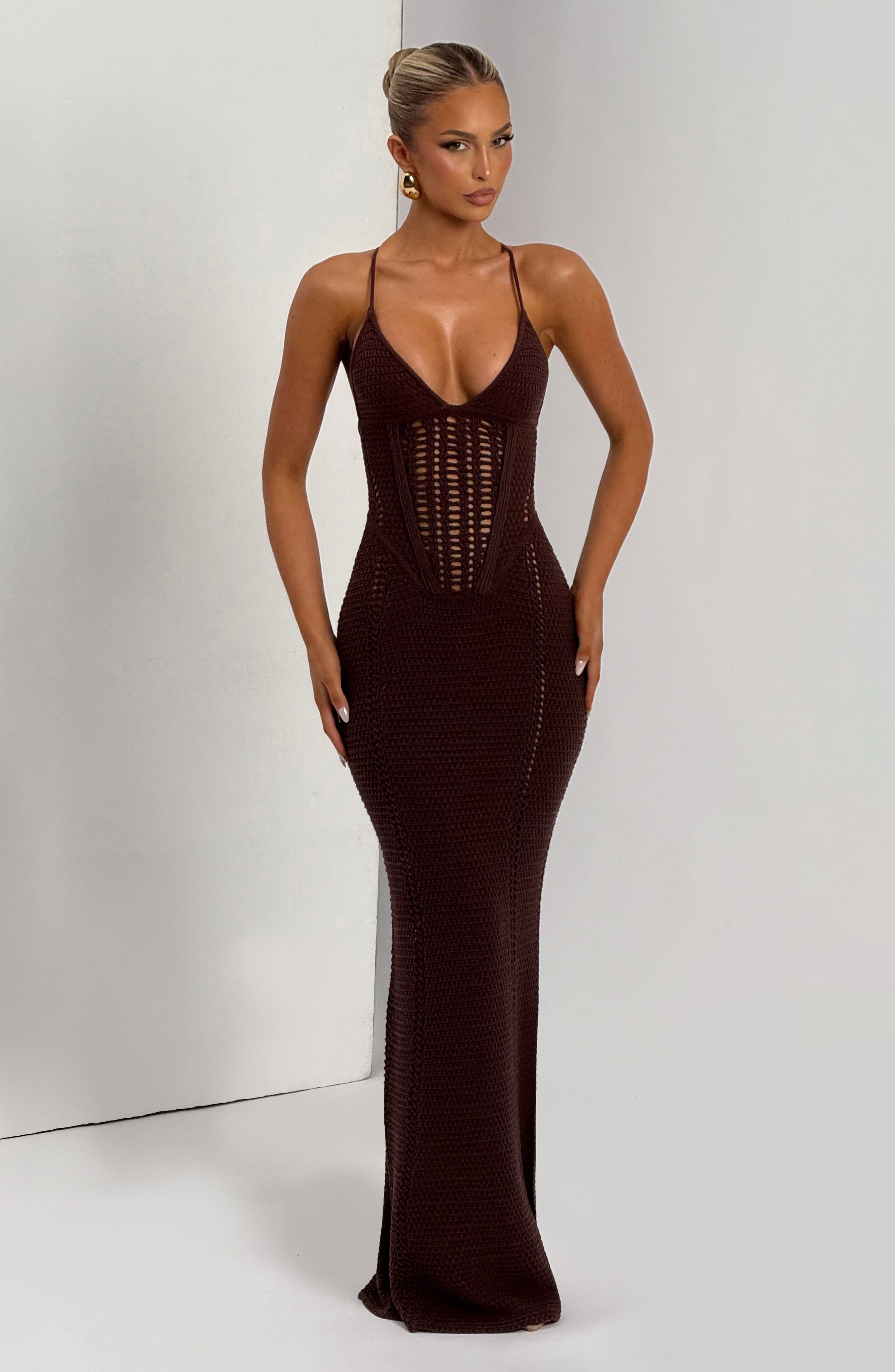 Flourenne Xanthia Maxi Dress in Plum Brown