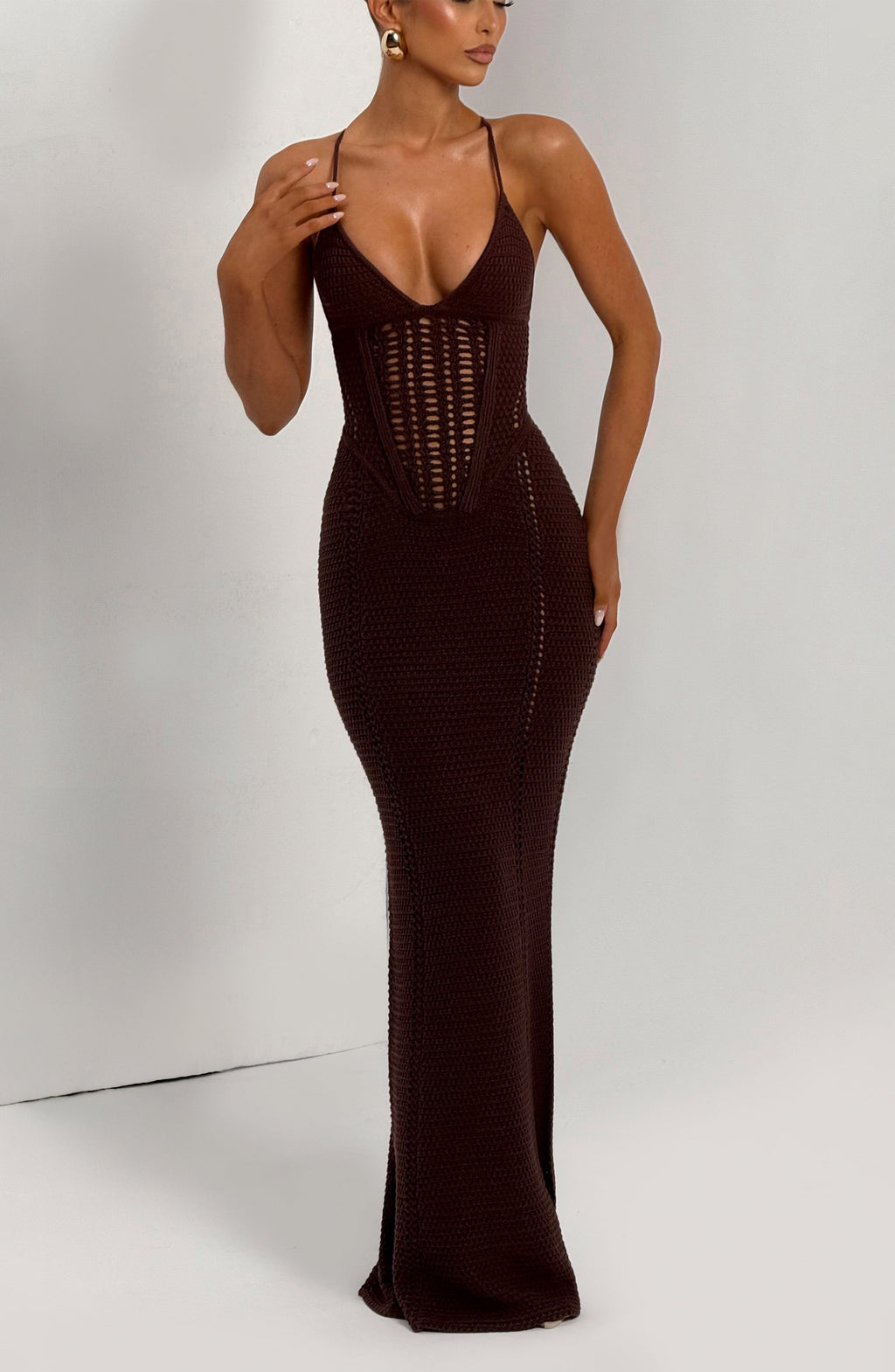 Flourenne Xanthia Maxi Dress in Plum Brown