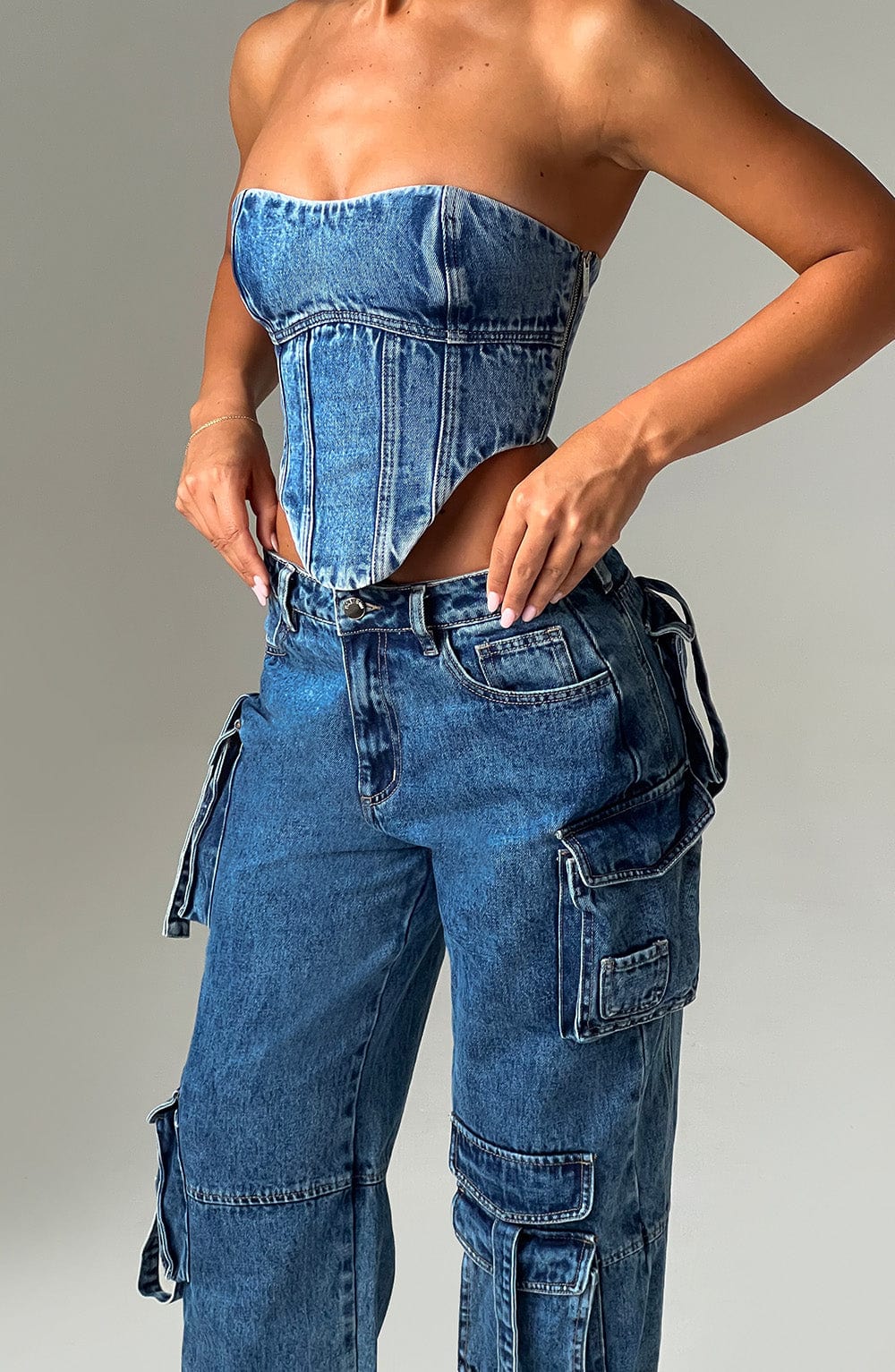 Flourenne Yasira Corset in Dark Wash