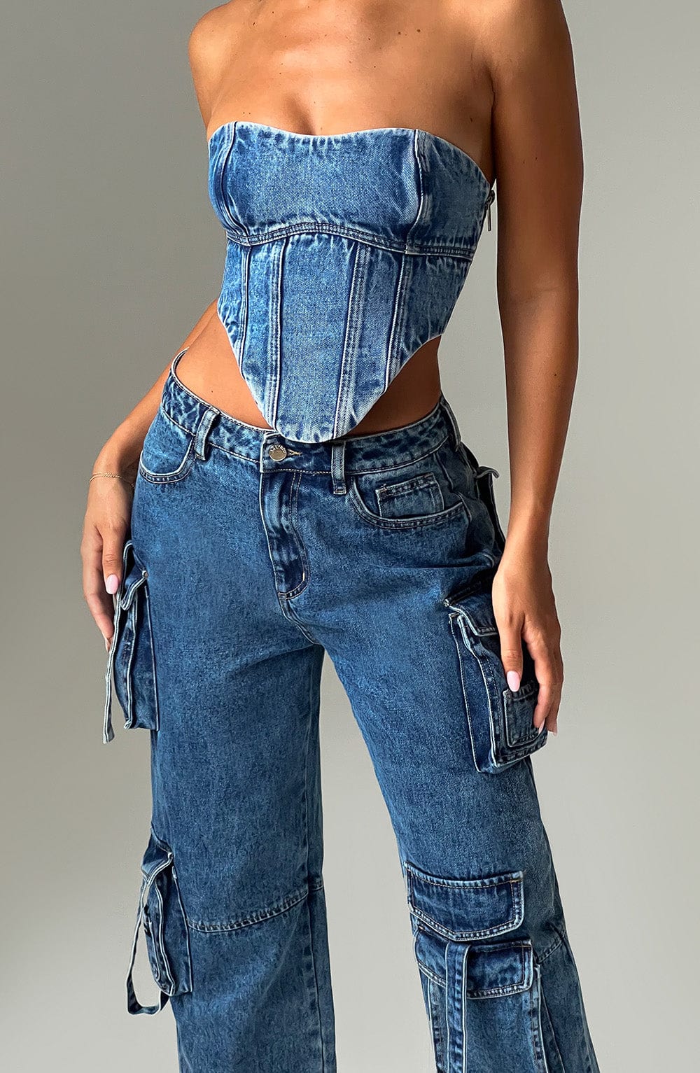 Flourenne Yasira Corset in Dark Wash