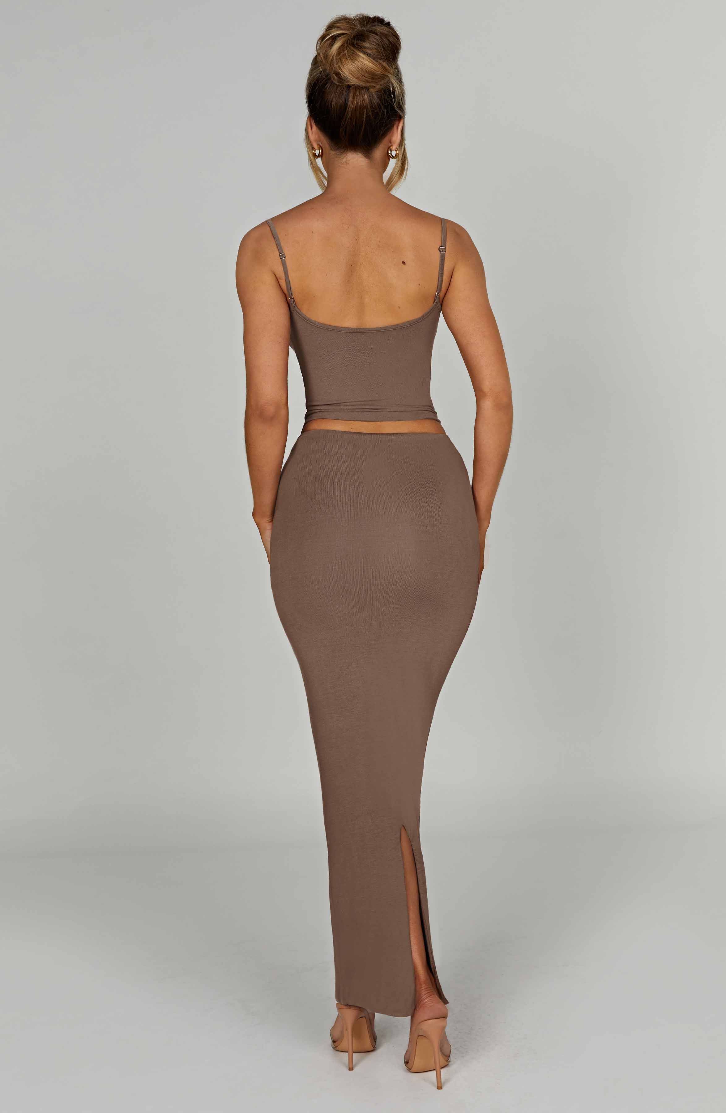 Flourenne Yazlin Maxi Skirt in Mocha