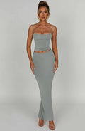 Flourenne Yazlin Maxi Skirt in Steel