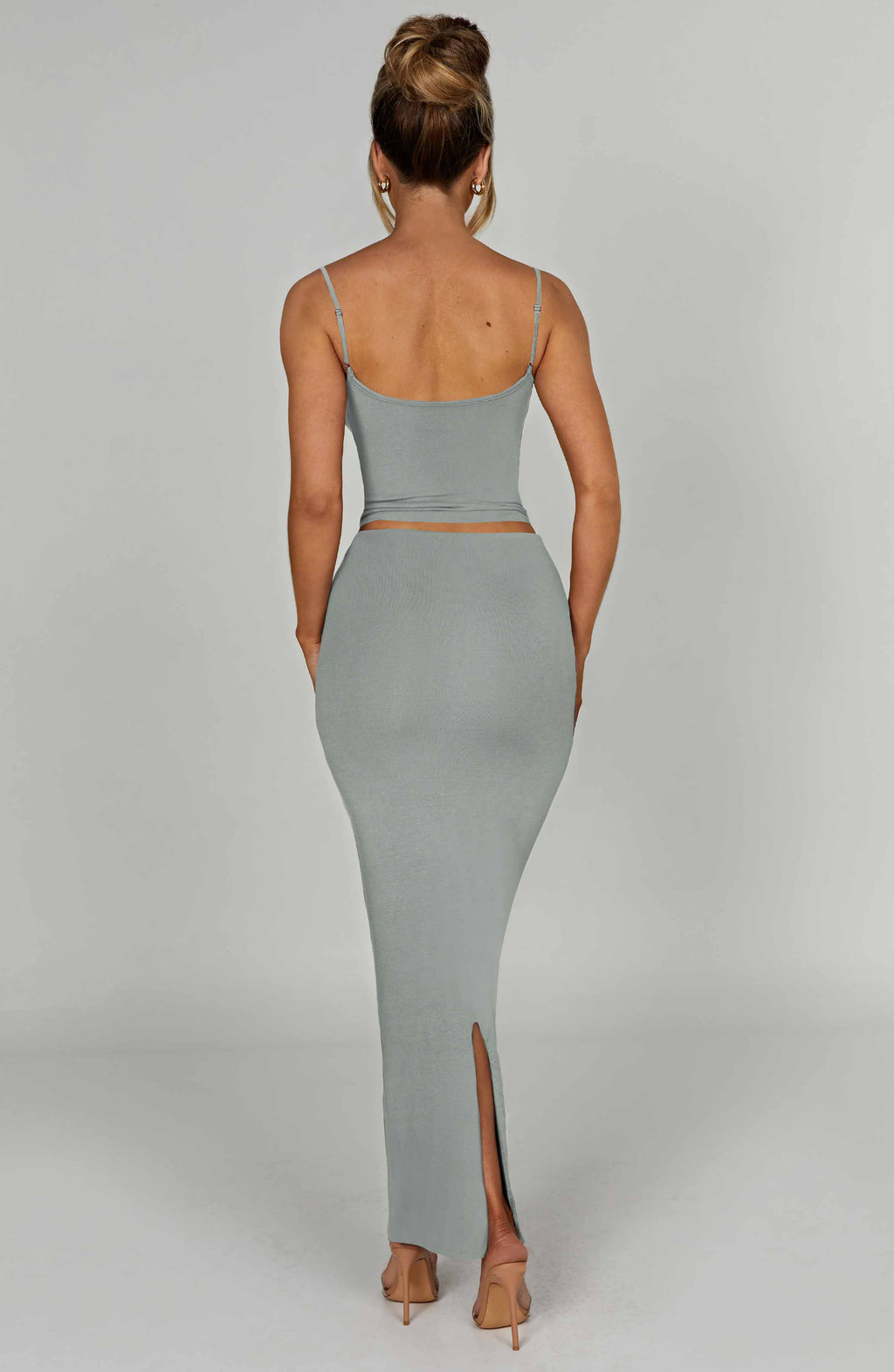 Flourenne Yazlin Maxi Skirt in Steel