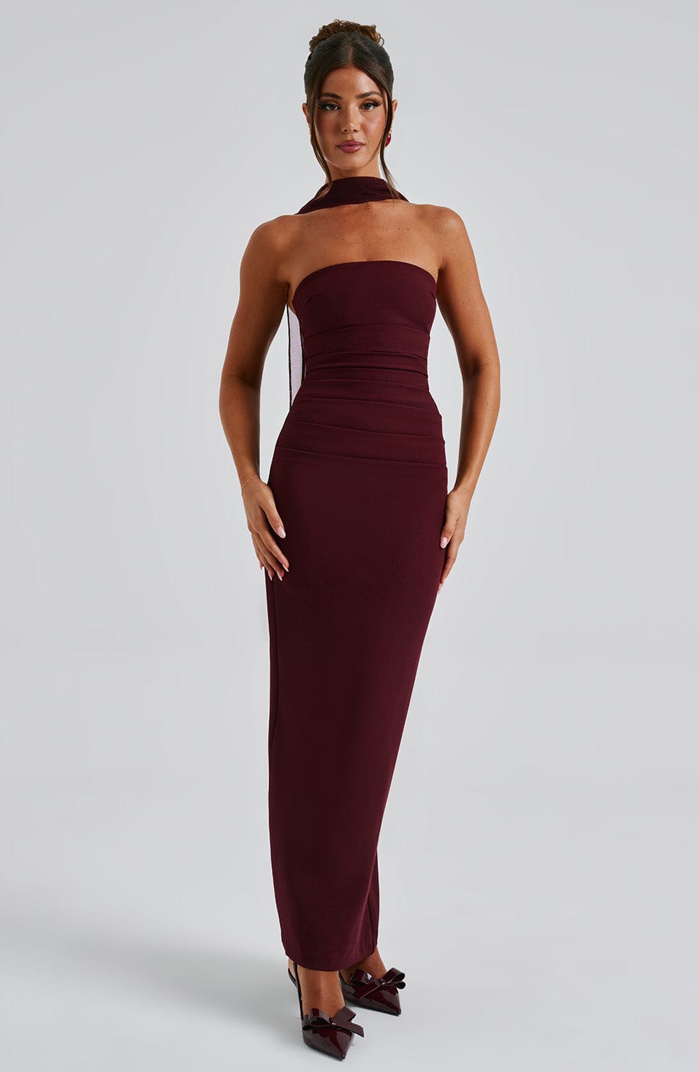 Flourenne Yuliana Maxi Dress in Cherry Lacquer