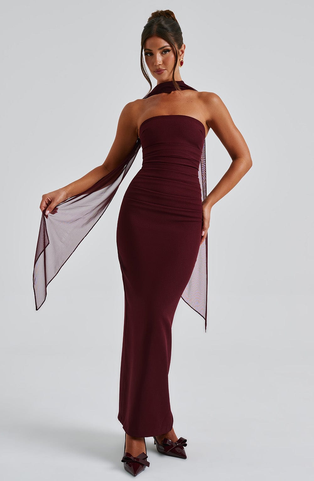 Flourenne Yuliana Maxi Dress in Cherry Lacquer