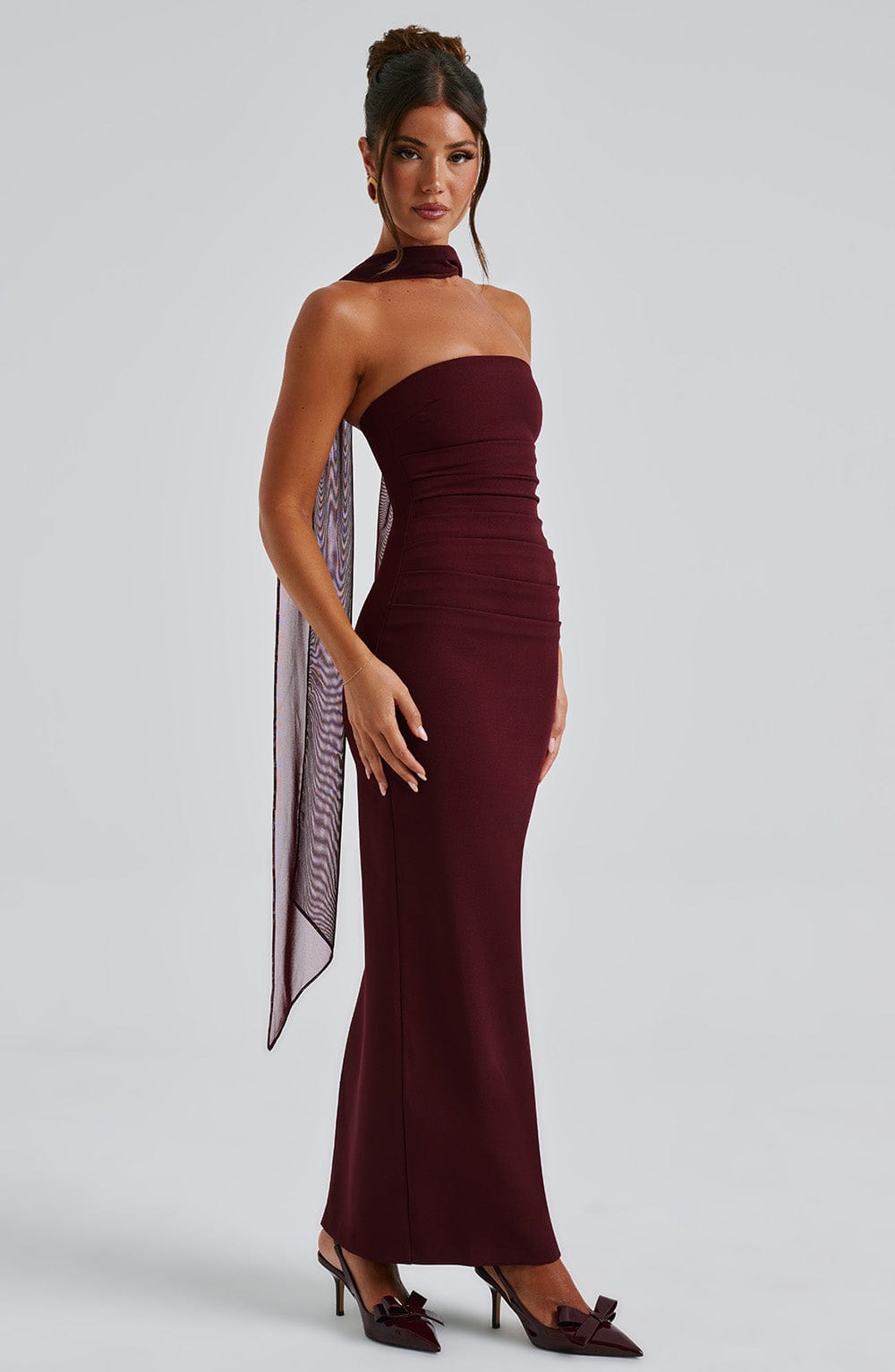 Flourenne Yuliana Maxi Dress in Cherry Lacquer