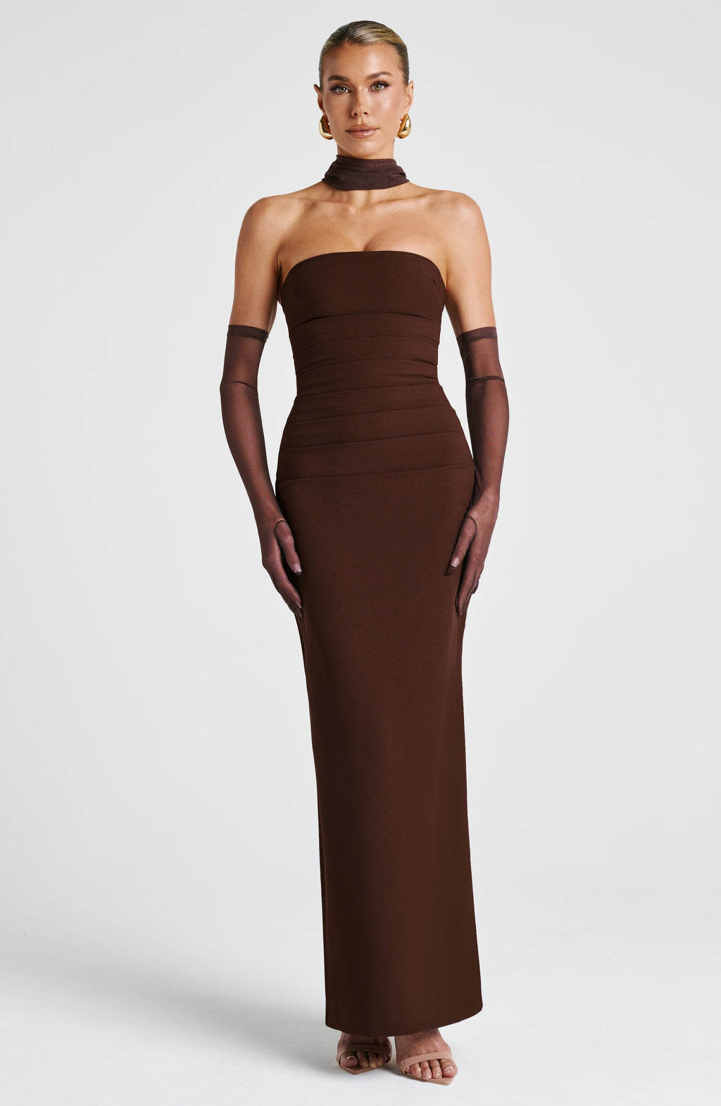 Flourenne Yuliana Maxi Dress in Plum Brown