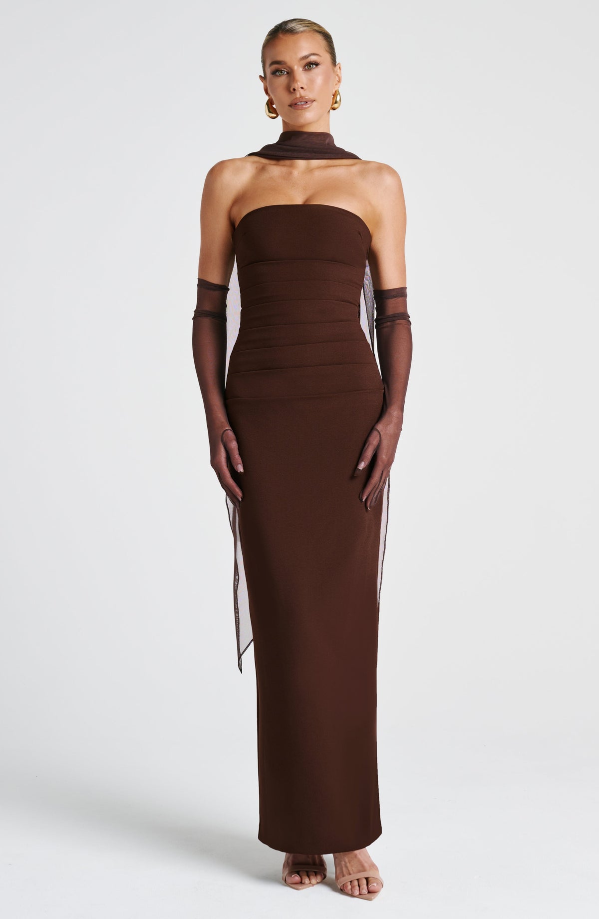Flourenne Yuliana Maxi Dress in Plum Brown