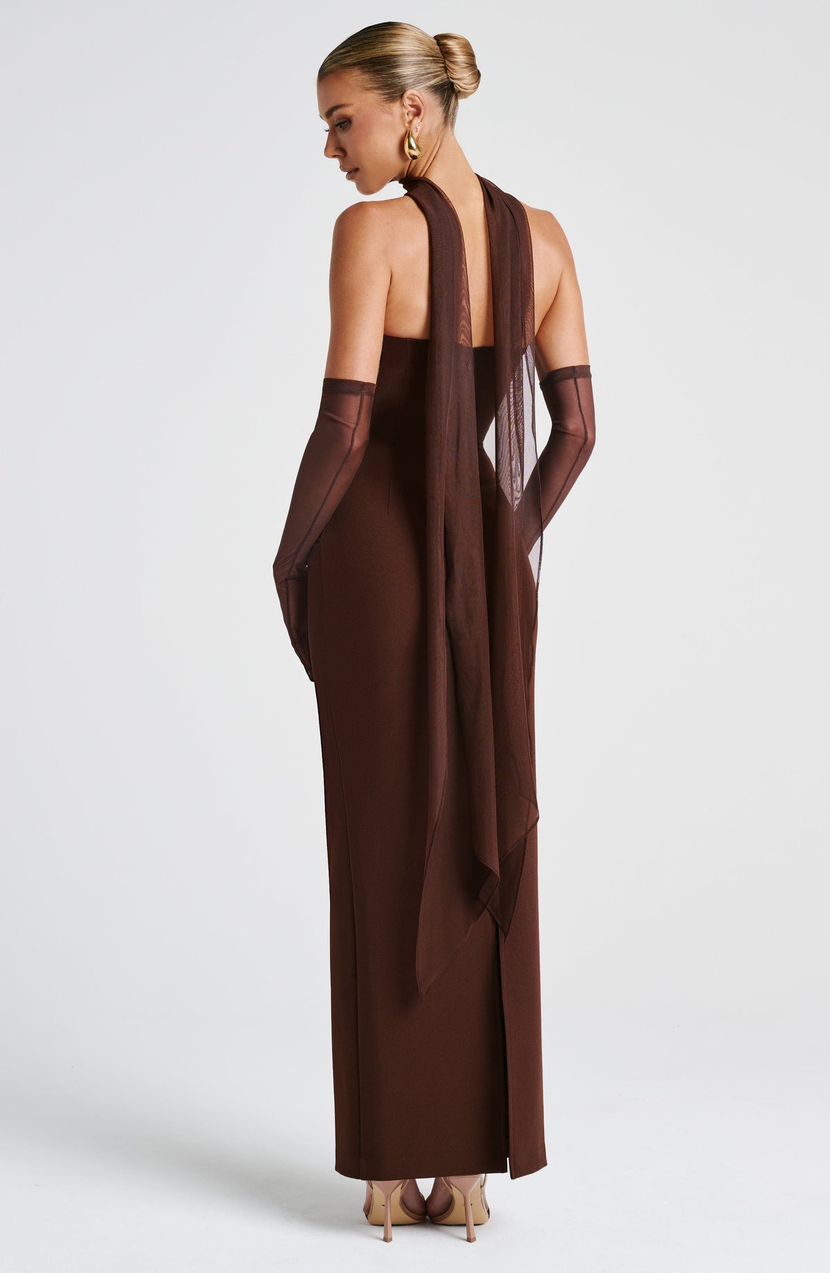 Flourenne Yuliana Maxi Dress in Plum Brown