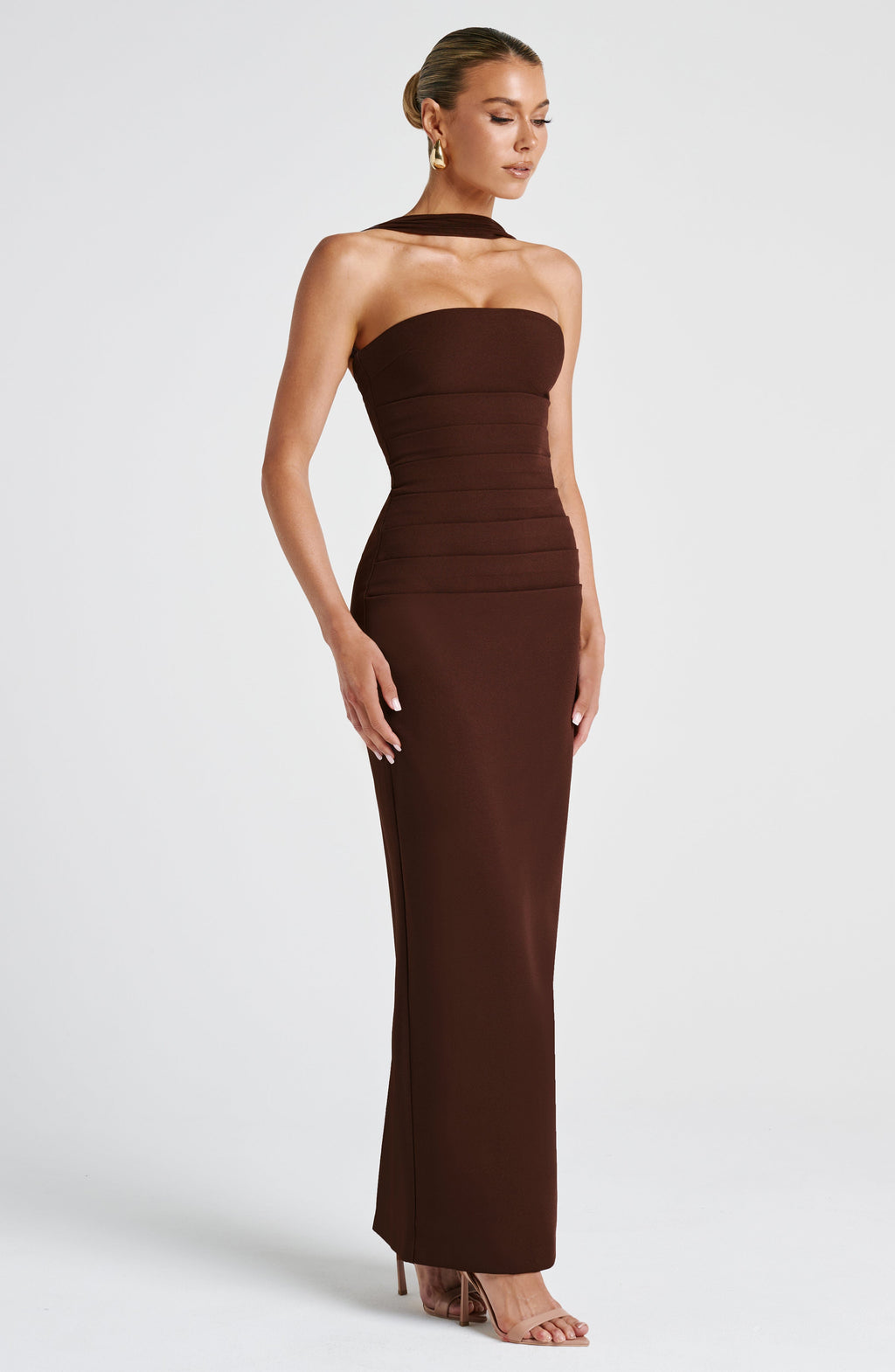 Flourenne Yuliana Maxi Dress in Plum Brown