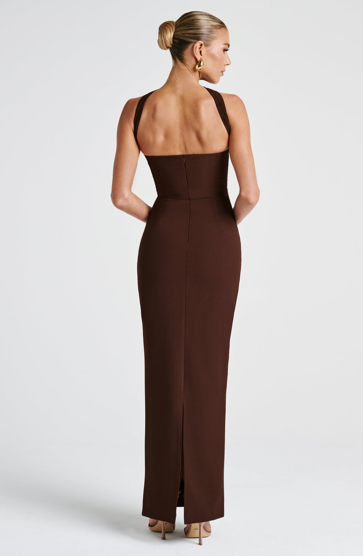 Flourenne Yuliana Maxi Dress in Plum Brown