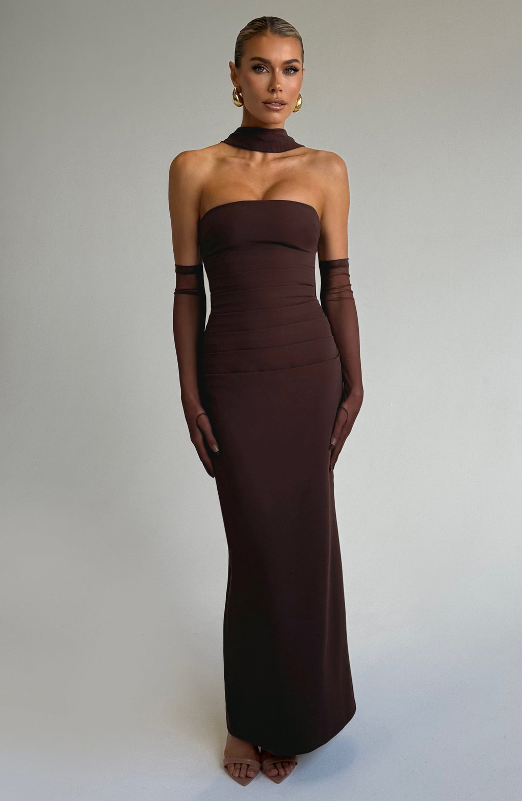 Flourenne Yuliana Maxi Dress in Plum Brown