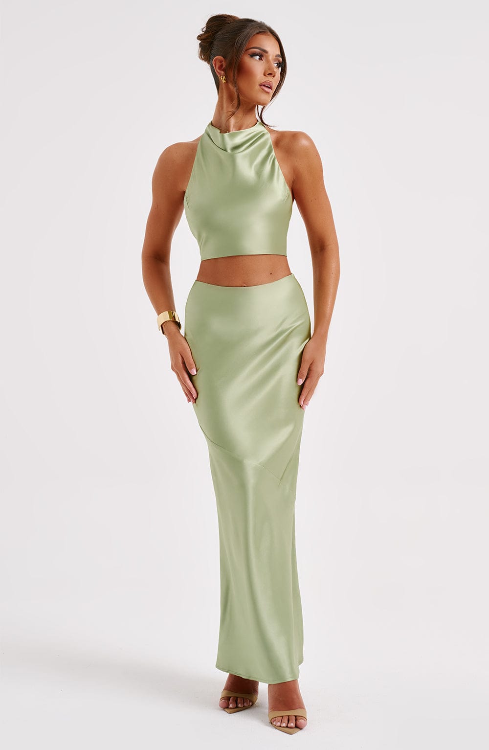 Flourenne Zaylia Maxi Skirt in Khaki