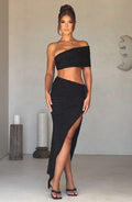 Flourenne Zinnia Midi Skirt in Black