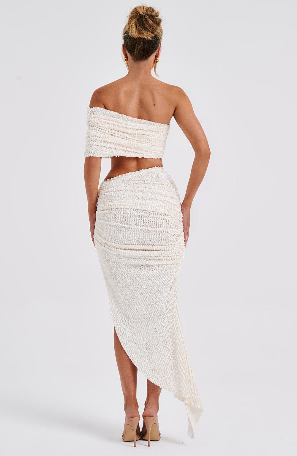 Flourenne Zinnia Midi Skirt in Ivory